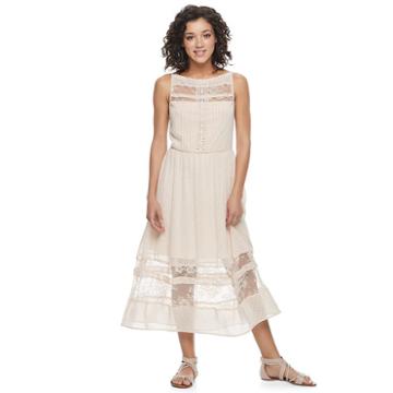Juniors' Mason & Belle Lace Inset Dress, Teens, Size: Medium, White Oth