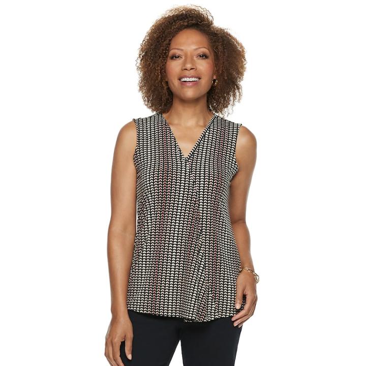 Petite Dana Buchman Pleated V-neck Tank, Women's, Size: M Petite, Med Beige