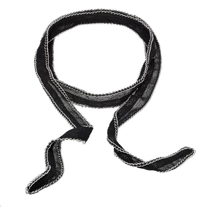Black Chiffon Lariat Necklace, Women's