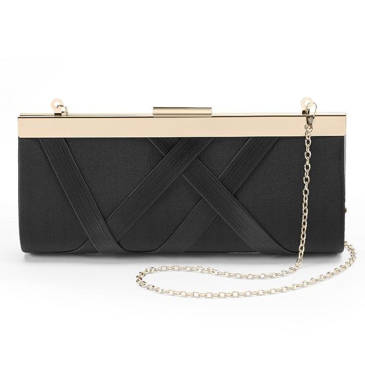 Lenore By La Regal Crisscross Satin Clutch, Women's, Black