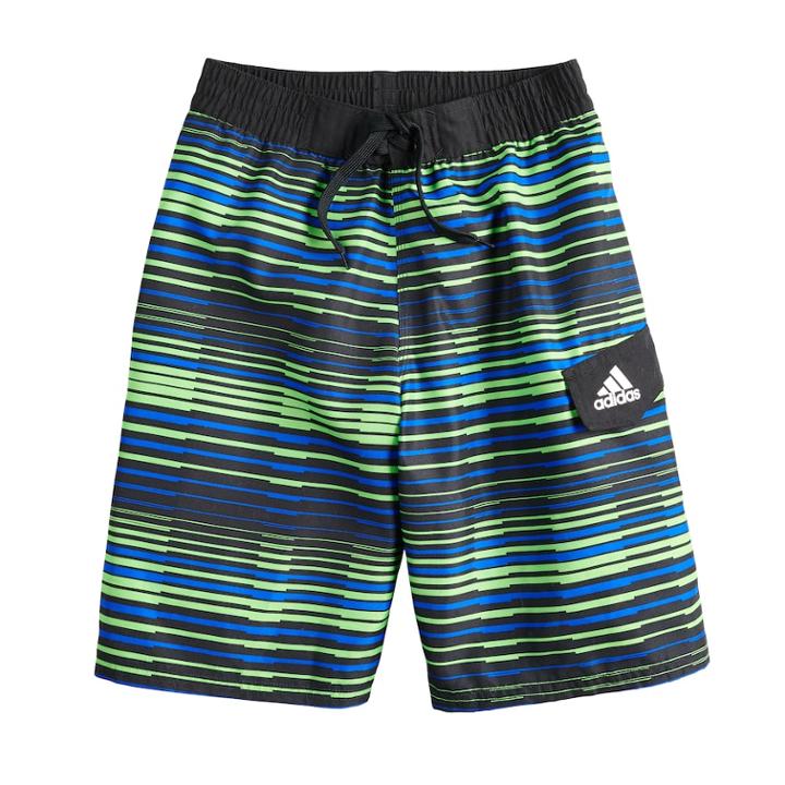Boys 8-20 Adidas Vara Stripe Swim Trunks, Size: Medium, Green