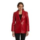 Women's Excelled Quilted Leather Blazer, Size: Small, Red