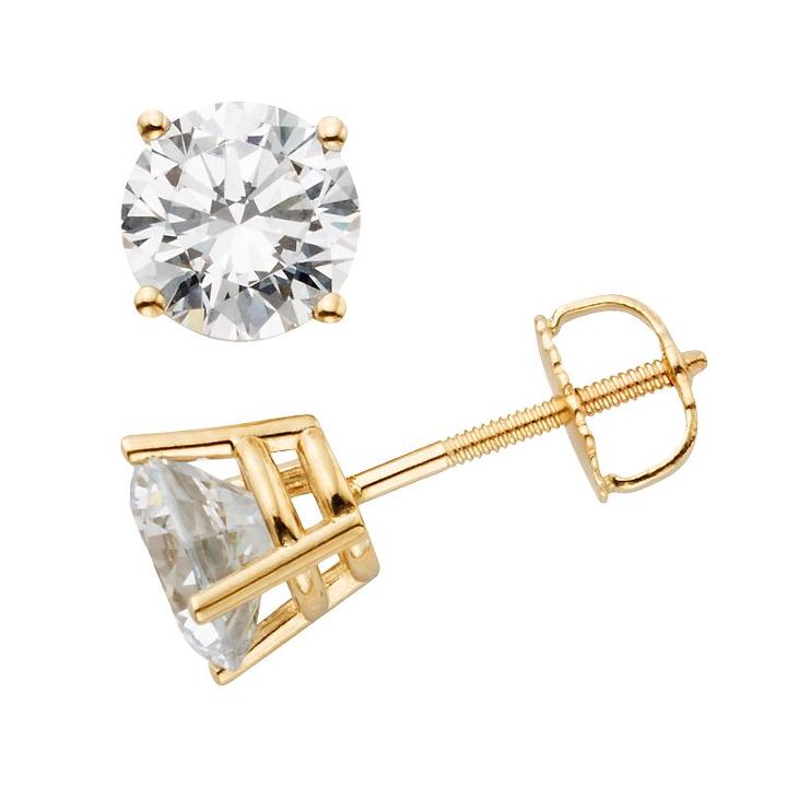 14k Gold 2-ct. T.w. Igl Certified Round-cut Diamond Solitaire Earrings, Women's, White