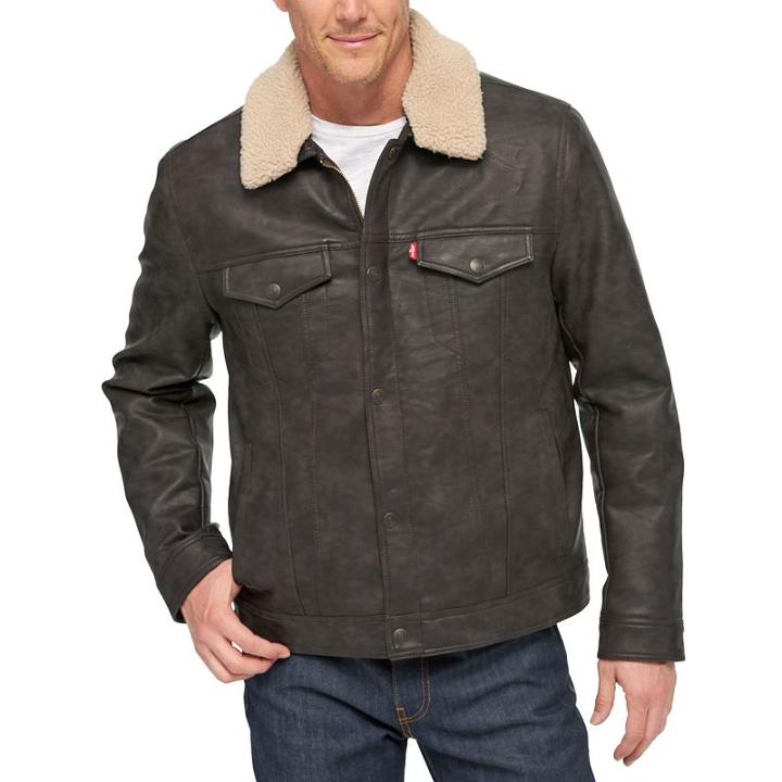 Big & Tall Levi's&reg; Sherpa-collar Trucker Jacket, Men's, Size: Xxl Tall, Dark Brown
