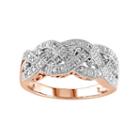 1/8 Carat T.w. Diamond Rhodium-plated Sterling Silver Scalloped Woven Ring, Women's, White