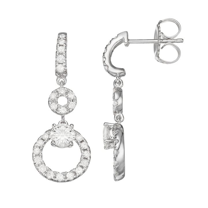 Forever Classic 1 Carat T.w. Lab-created Moissanite Double Circle Drop Earrings, Women's, White