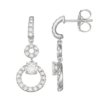 Forever Classic 1 Carat T.w. Lab-created Moissanite Double Circle Drop Earrings, Women's, White