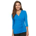 Petite Dana Buchman Faux-wrap Top, Women's, Size: S Petite, Med Blue