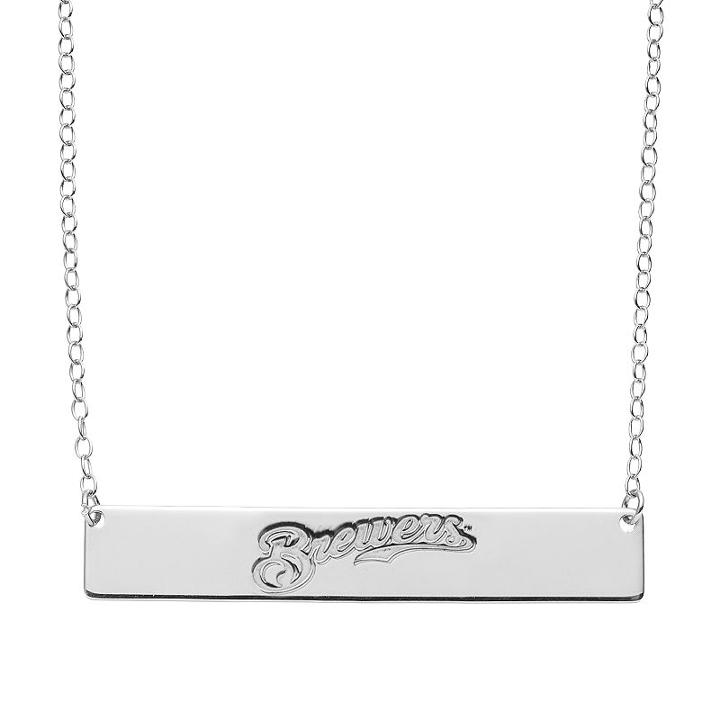 Milwaukee Brewers Sterling Silver Bar Necklace, Women's, Size: 16, Grey
