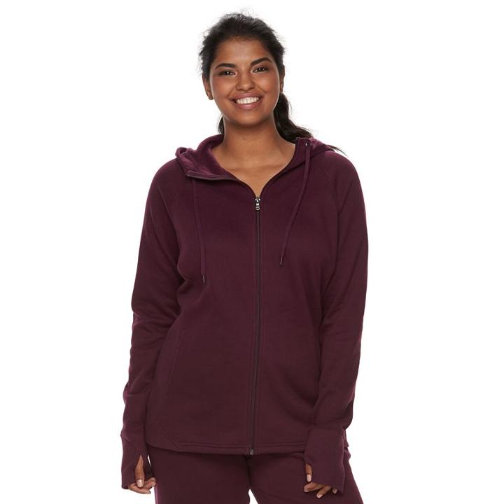 Plus Size Tek Gear&reg; Ribbed Fleece Zip-up Jacket, Women's, Size: 2xl, Drk Purple