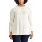 Plus Size Chaps Cable-knit Crewneck Sweater, Women's, Size: 3xl, Natural