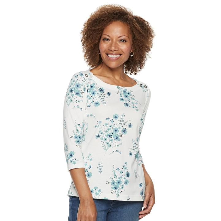 Women's Croft & Barrow&reg; Button-shoulder Boatneck Top, Size: Xxl, Natural