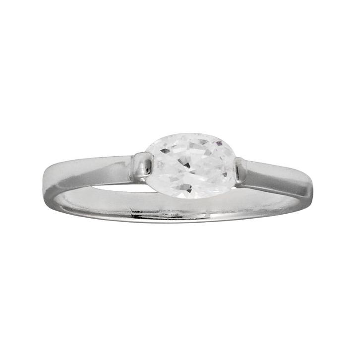 Kids' Sterling Silver Cubic Zirconia Ring, Girl's, Size: 4, White