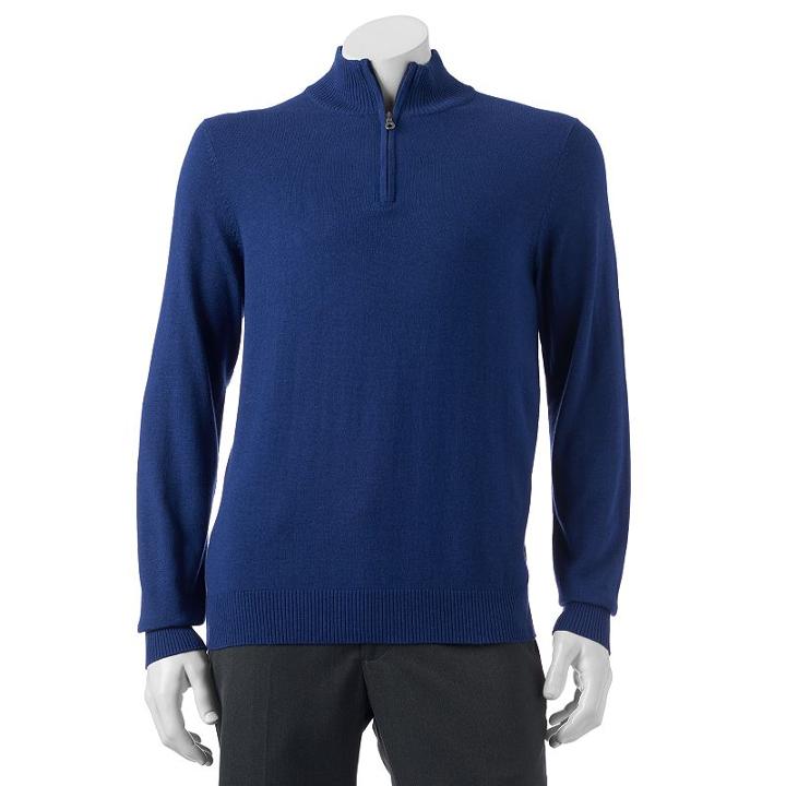 Big & Tall Croft & Barrow&reg; Classic-fit Solid 12gg Quarter-zip Sweater, Men's, Size: L Tall, Dark Blue