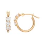 Charming Girl Kids' 14k Gold Hoop Earrings With Swarovski Zirconia, White