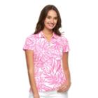 Women's Caribbean Joe Leaf Pique Polo, Size: Small, Dark Pink