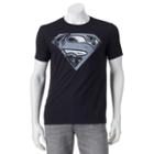 Men's Superman Distressed Logo Tee, Size: Large, Black