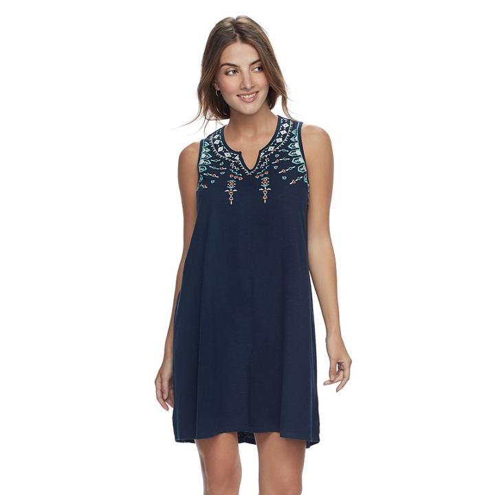 Petite Sonoma Goods For Life™ Embroidered Tank Dress, Women's, Size: Xs Petite, Turquoise/blue (turq/aqua)