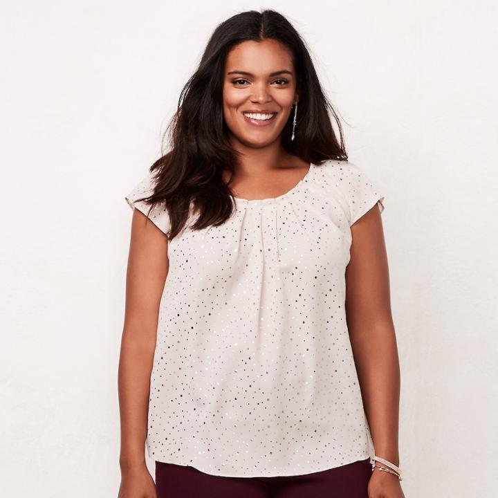 Plus Size Lc Lauren Conrad Pleated Top, Women's, Size: 1xl, Pink