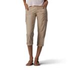 Women's Lee Nikki Cuffed Comfort Waist Poplin Capris, Size: 10 Avg/reg, Med Brown