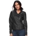 Women's Rock & Republic&reg; Faux-leather Moto Jacket, Size: Small, Black