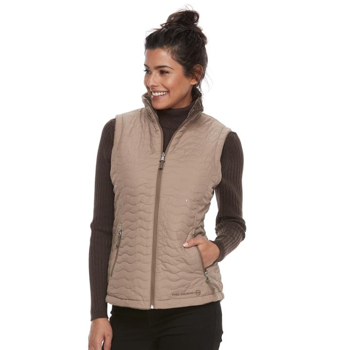 Women's Free Country Reversible Vest, Size: Medium, Beig/green (beig/khaki)