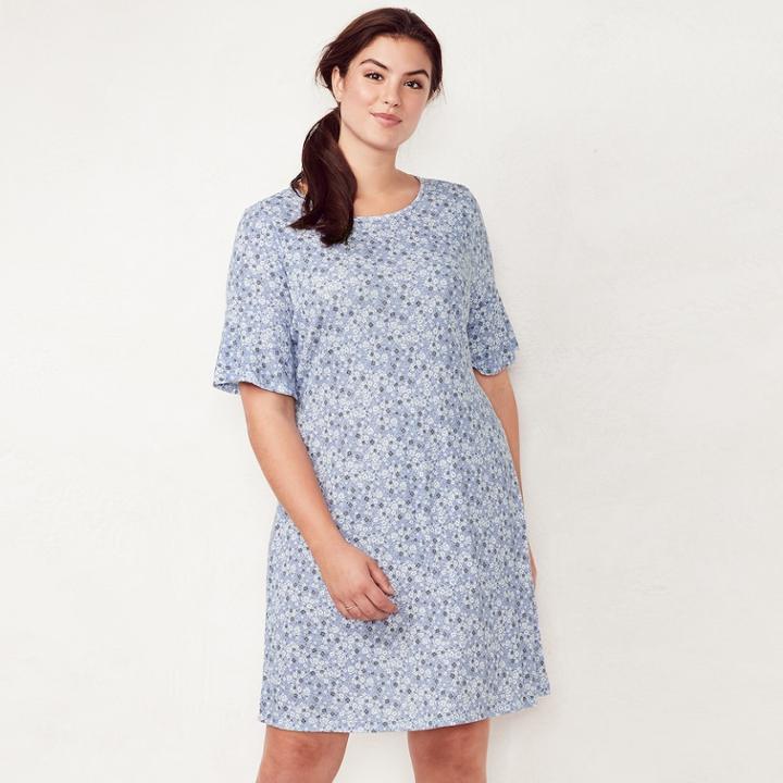 Plus Size Lc Lauren Conrad Bell Sleeve Swing Dress, Women's, Size: 0x, Light Blue
