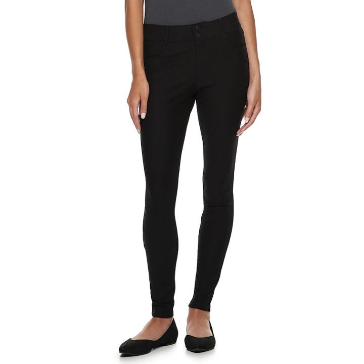 Juniors' Rewind Mid-rise Double Button Ponte Leggings, Teens, Size: Medium, Oxford