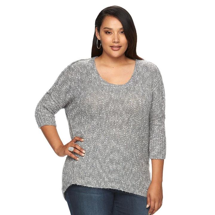 Plus Size Jennifer Lopez Boucle Cocoon Sweater, Women's, Size: 1xl, Brt Purple