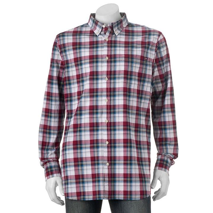 Big & Tall Sonoma Goods For Life&reg; Classic-fit Plaid Poplin Button-down Shirt, Men's, Size: 4xb, Red