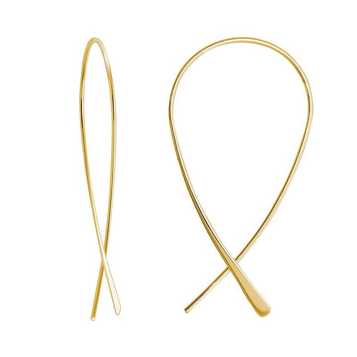 18k Gold Over Silver Curved Wire Threader Earrings, Women's, Yellow