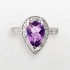 Sterling Silver 1/10-ct. T.w. Diamond And Amethyst Ring, Women's, Size: 8, Purple