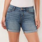 Women's Lc Lauren Conrad Mid-length Cuffed Jean Shorts, Size: 2, Blue