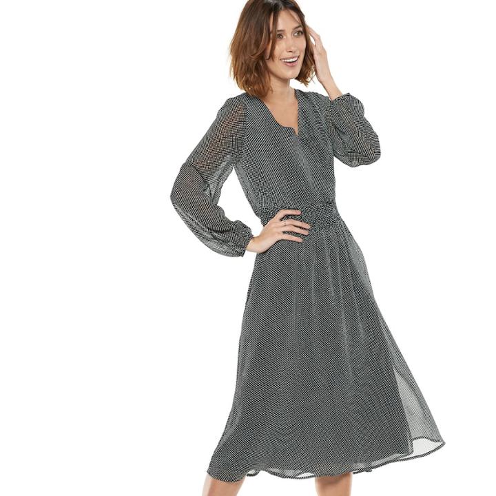 Women's Popsugar Print Smocked Midi Dress, Size: Xxl, Oxford