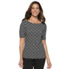 Women's Croft & Barrow&reg; Button-shoulder Boatneck Top, Size: Small, Black