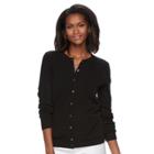 Women's Croft & Barrow&reg; Ribbed-trim Cardigan, Size: Xl, Black