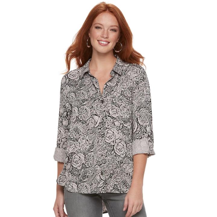 Women's Rock & Republic&reg; Rose Blouse, Size: Small, Silver