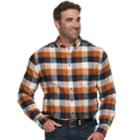 Big & Tall Croft & Barrow&reg; Regular-fit Flannel Woven Button-down Shirt, Men's, Size: 4xl Tall, Med Brown