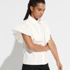 K/lab Wide Ruffle Shirt, Girl's, Size: Xs, White