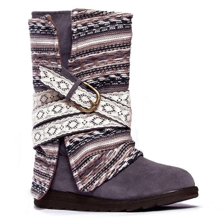 Muk Luks Nikki Women's Fold-over Midcalf Boots, Girl's, Size: 11, Grey