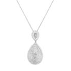 Sterling Silver 1 Carat T.w. Diamond Baguette Teardrop Pendant, Women's, Size: 18, White