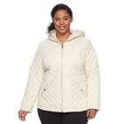 Plus Size Braetan Hooded Quilted Jacket, Women's, Size: 1xl, Beig/green (beig/khaki)