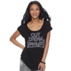 Women's Rock & Republic&reg; Out Dream Yourself Graphic Tee, Size: Small, Black
