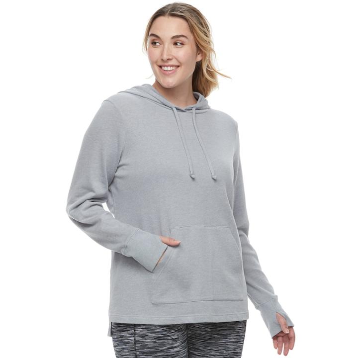 Plus Size Tek Gear&reg; French Terry Thumb Hole Hoodie, Women's, Size: 2xl, Med Grey