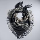 Simply Vera Vera Wang Open Weave Plaid Fringed Square Scarf, Women's, Black