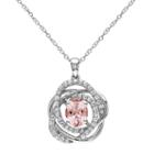 Sterling Silver Morganite & White Sapphire Knot Pendant, Women's, Size: 18, Pink