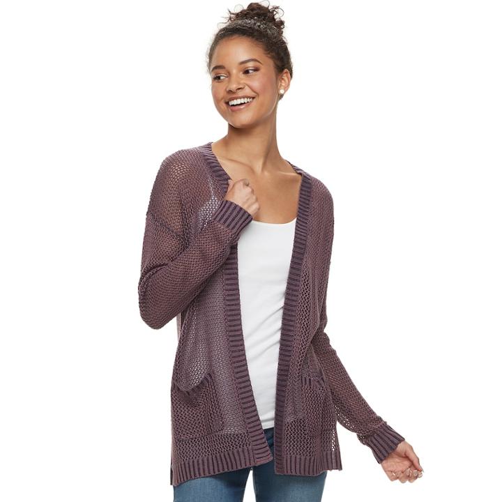 Juniors' Mudd&reg; Open-work Cardigan, Teens, Size: Xl, Dark Blue