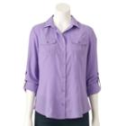 Women's Dana Buchman Roll-tab Camp Shirt, Size: Medium, Med Purple
