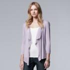 Women's Simply Vera Vera Wang Pointelle Flyaway Cardigan, Size: Medium, Brt Purple