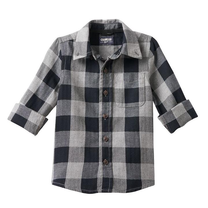 Boys 4-7x Oshkosh B'gosh&reg; Black Checkered Flannel Button-down Shirt, Boy's, Size: 4, Ovrfl Oth